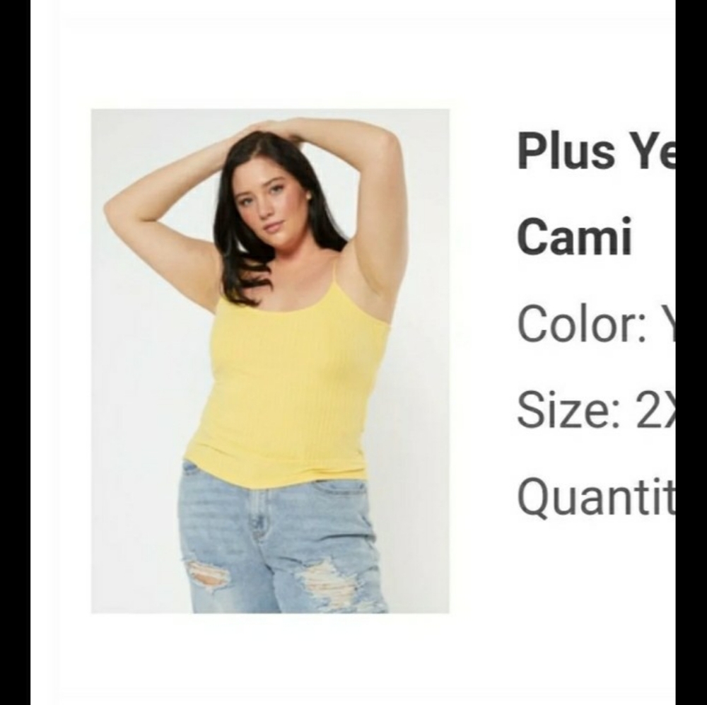 Womens plus sz 2xl Yellow Ribbed Camisole tank top Nwtgs - Picture 2 of 4